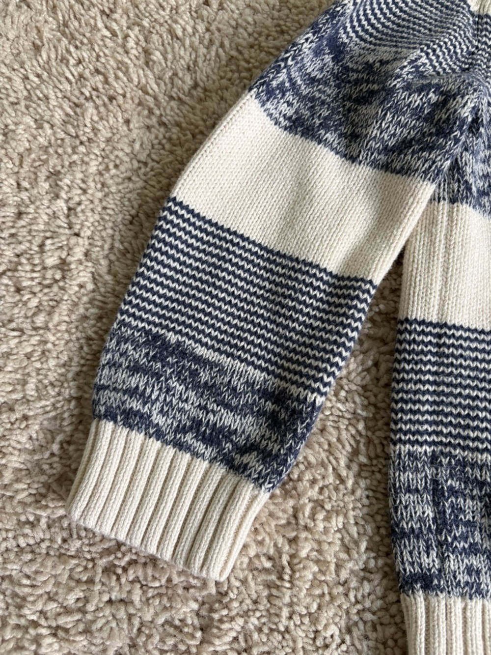 Baby GAP 2T Cream and Navy Striped Crew Neck Sweater 100% Cotton - Picture 3 of 10